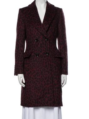 Karen Millen Alpaca Wool Coat Burgundy Maroon Black Leopard 4